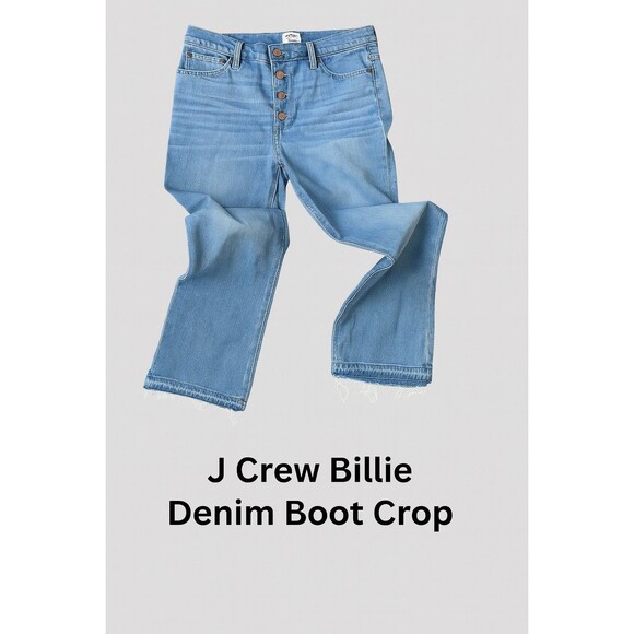 J.Crew Billie Demi Boot Crop Jeans – Light Wash, Button Fly, Frayed Hem size 30 - Picture 1 of 6